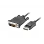 Laidas adapteris LANBERG DisplayPort (kištukas) į DVI‑D (kištukas), 1 m, juodas, palaiko 1080p