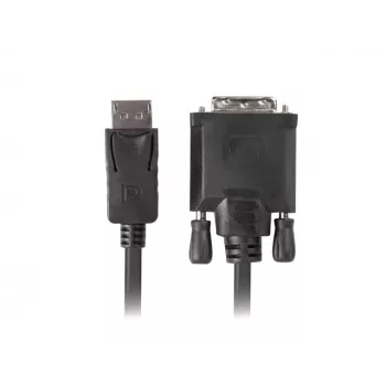 Laidas adapteris LANBERG DisplayPort (kištukas) į DVI‑D (kištukas), 1 m, juodas, palaiko 1080p