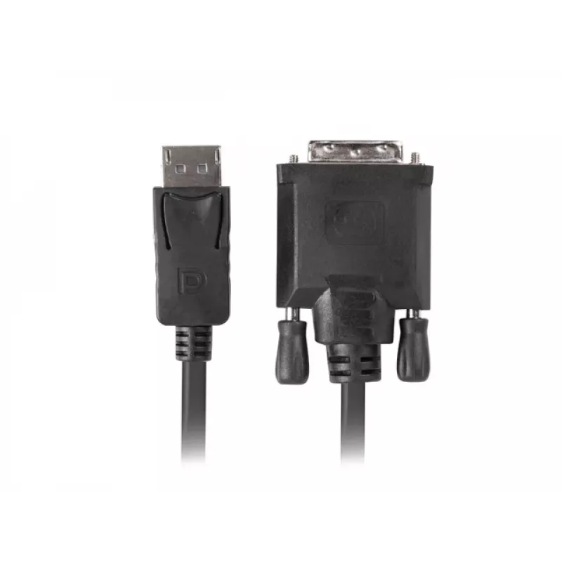 Laidas adapteris LANBERG DisplayPort (kištukas) į DVI‑D (kištukas), 1 m, juodas, palaiko 1080p