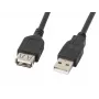 USB A į USB A laidas LANBERG CA-USBE-10CC-0007-BK, USB 2.0, 0,7 m, juodas