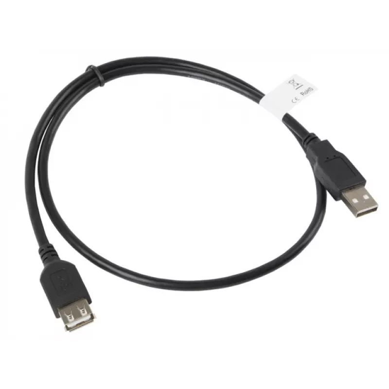 USB A į USB A laidas LANBERG CA-USBE-10CC-0007-BK, USB 2.0, 0,7 m, juodas