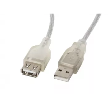 USB ilginimo laidas LANBERG CA-USBE-12CC-0018-TR 1,8 m USB 2.0 A-A permatomas