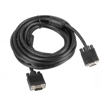VGA kabelis LANBERG CA-VGAC-10CC-0050-B, 5 m, vyras–vyras, PVC apvalkalas, ferito žiedas, juodas