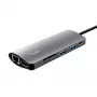 Trust Dalyx 23775 USB-C adapteris 7 viename su keliais prievadais, USB-C 3.2, HDMI, RJ-45 Gigabit Ethernet, SD/microSD skaitytuvas, sidabro spalvos