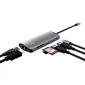 Trust Dalyx 7-in-1 adapter USB-C į HDMI, Ethernet, kortelių skaitytuvą, USB 3.2 Gen 1