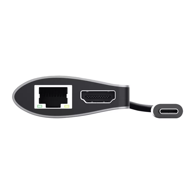 Trust Dalyx 23775 USB-C adapteris 7 viename su keliais prievadais, USB-C 3.2, HDMI, RJ-45 Gigabit Ethernet, SD/microSD skaitytuvas, sidabro spalvos