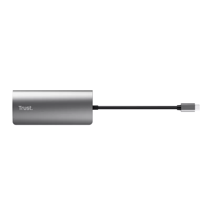Trust Dalyx 23775 USB-C adapteris 7 viename su keliais prievadais, USB-C 3.2, HDMI, RJ-45 Gigabit Ethernet, SD/microSD skaitytuvas, sidabro spalvos