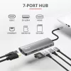 Trust Dalyx 23775 USB-C adapteris 7 viename su keliais prievadais, USB-C 3.2, HDMI, RJ-45 Gigabit Ethernet, SD/microSD skaitytuvas, sidabro spalvos