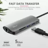 Trust Dalyx 23775 USB-C adapteris 7 viename su keliais prievadais, USB-C 3.2, HDMI, RJ-45 Gigabit Ethernet, SD/microSD skaitytuvas, sidabro spalvos