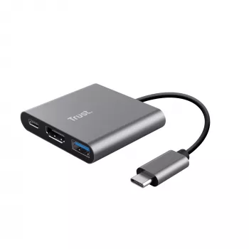 Trust Dalyx USB 3.2 Gen 1 USB-C 3-in-1 aliumininis USB-C centras, juodas