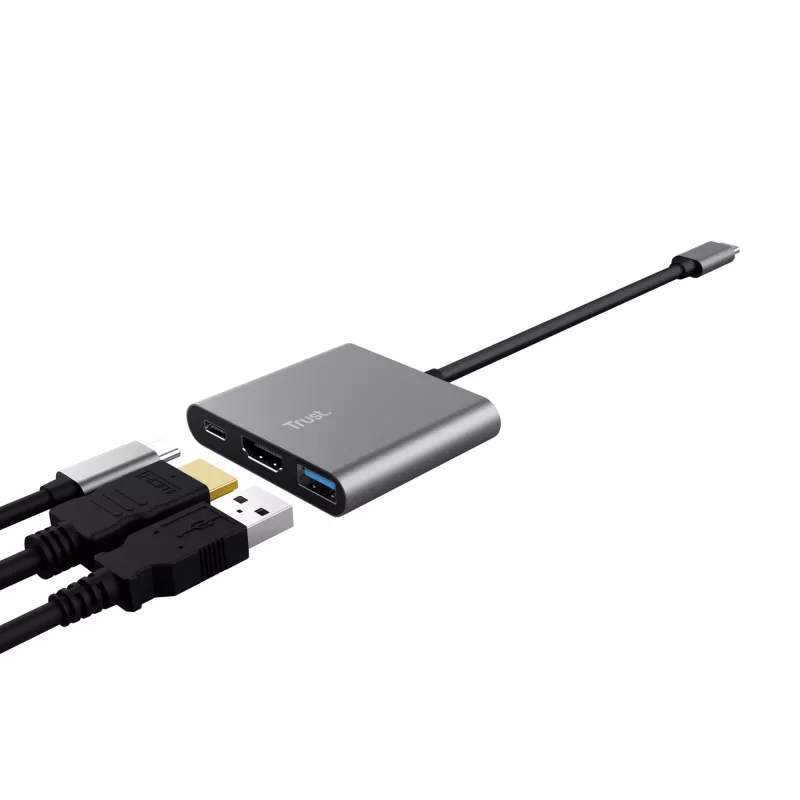 Trust Dalyx USB 3.2 Gen 1 USB-C 3-in-1 aliumininis USB-C centras, juodas