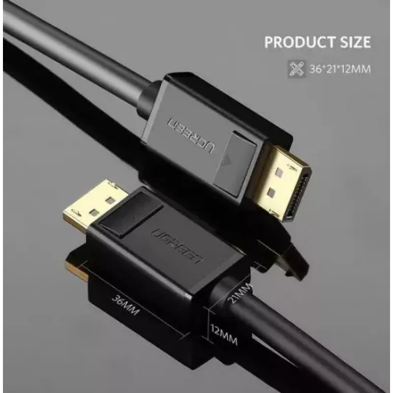 DisplayPort laidas UGREEN DP102 1 m, DisplayPort 1.2, 21.6 Gbit/s, 3840×2160@60Hz, juodas