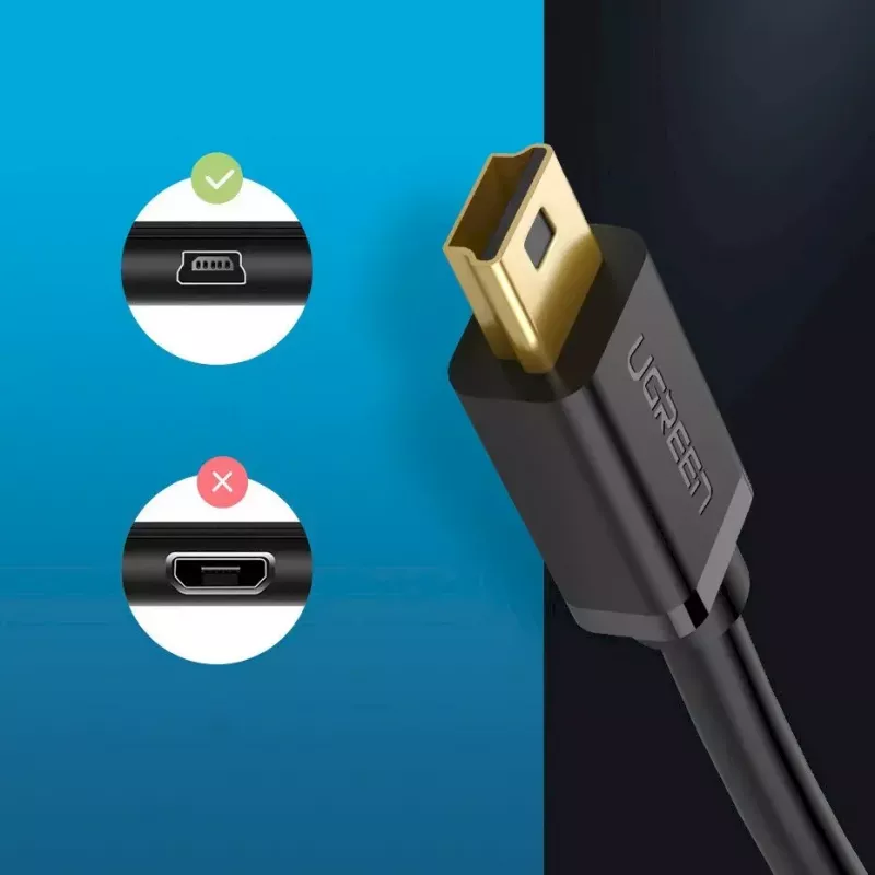 USB laidas UGREEN 10385 Mini-USB 480 Mbps 1,5 m Juodas, greitas įkrovimas