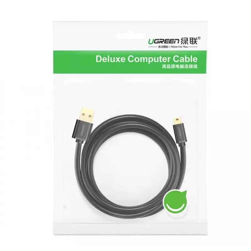 USB laidas UGREEN 10385 Mini-USB 480 Mbps 1,5 m Juodas, greitas įkrovimas