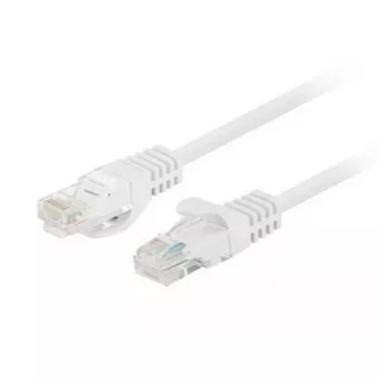 Tinklo pataisos laidas LANBERG Cat6 U/UTP 1 m, RJ-45 kištukas–kištukas, vytos gyslos, baltas