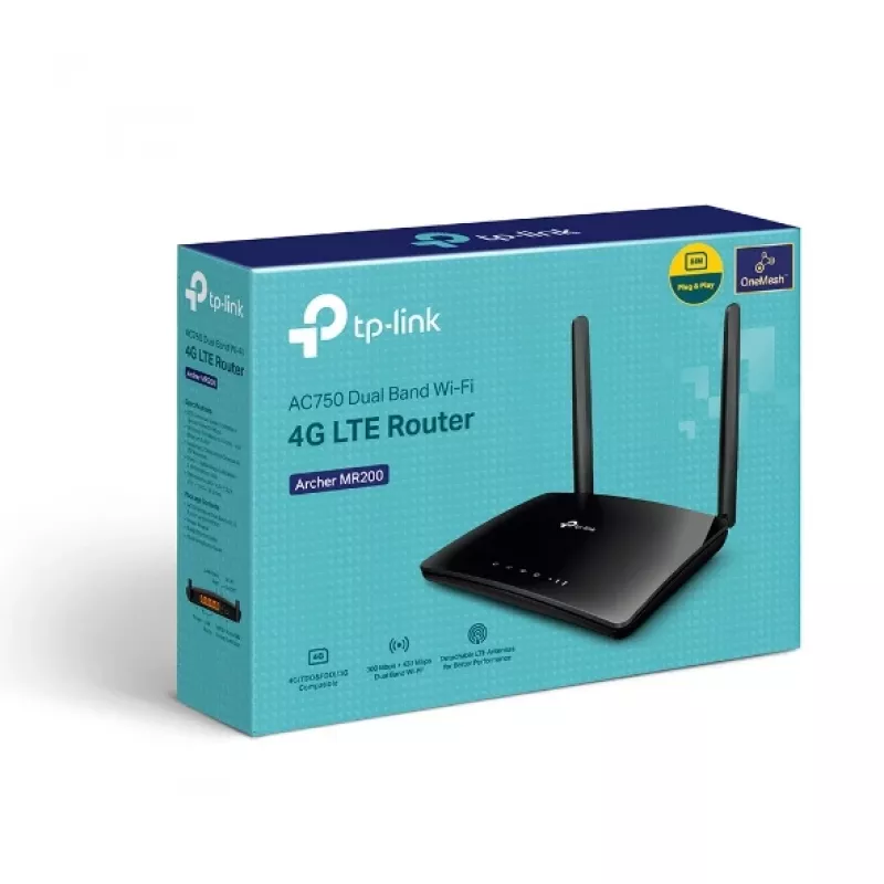 TP-Link Archer MR202 belaidis maršrutizatorius Fast Ethernet Dviejų juostų (2,4 GHz / 5 GHz) Juoda