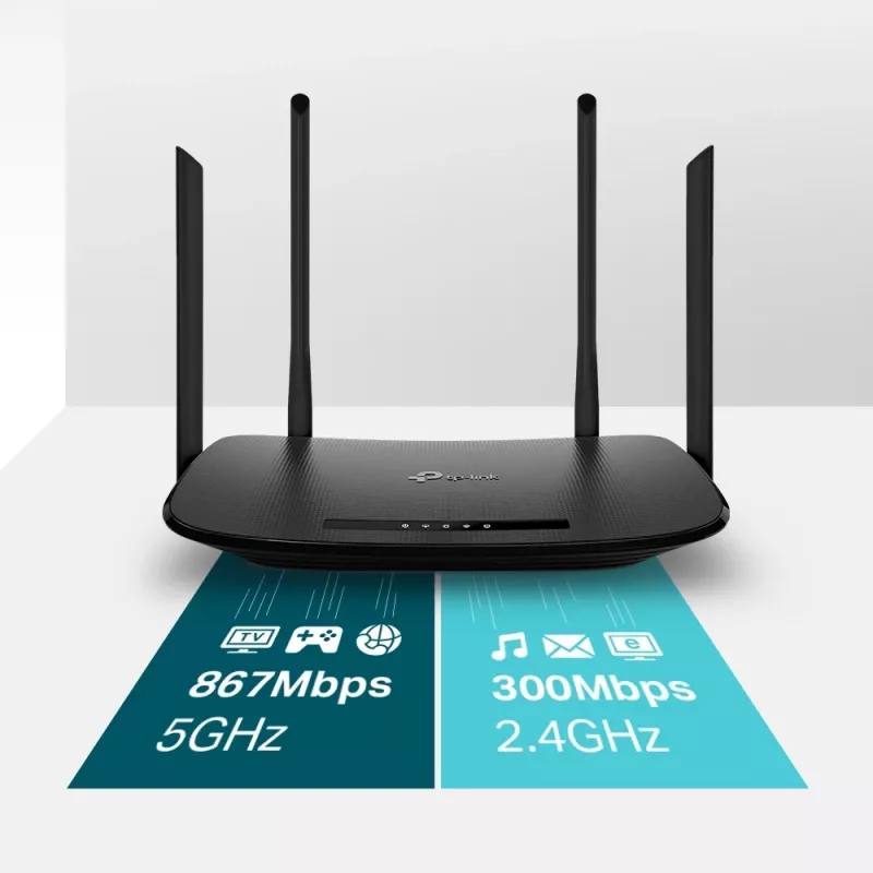 TP-Link Archer VR300 AC1200 belaidis VDSL/ADSL modeminis maršrutizatorius, Wi-Fi 5, dvejopo dažnio (2,4 GHz / 5 GHz), Ethernet LAN, VDSL2, juodas, stalinis