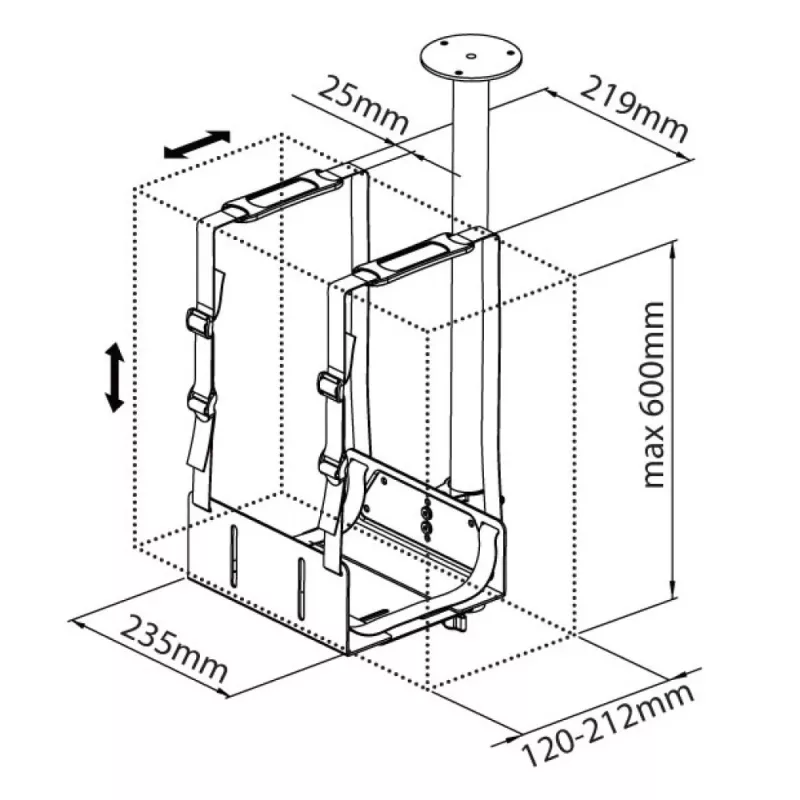 Techly ICA-CS 63 CPU laikiklis, montuojamas prie stalo, juodas