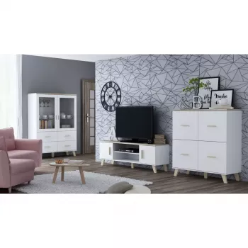 Sideboard cama meble LOTTA 110 4D — 4 durys, 6 lentynų, Sonoma ąžuolo viršus, 1100×540×1190 mm