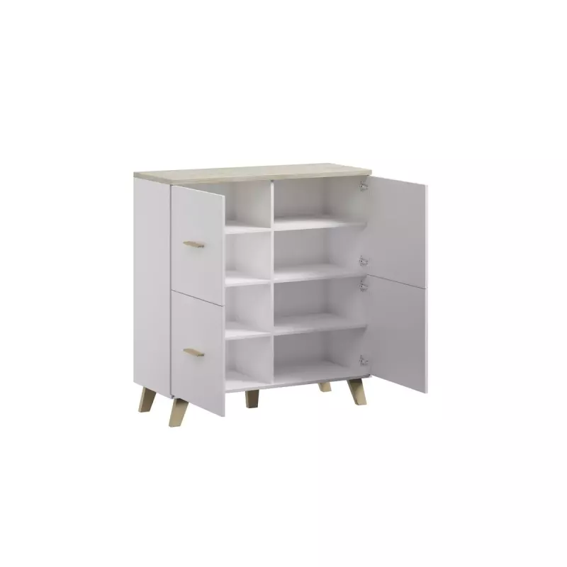 Sideboard cama meble LOTTA 110 4D — 4 durys, 6 lentynų, Sonoma ąžuolo viršus, 1100×540×1190 mm