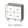Sideboard cama meble LOTTA 110 4D — 4 durys, 6 lentynų, Sonoma ąžuolo viršus, 1100×540×1190 mm