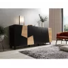 Komoda cama meble ETNA 200x42x82 cm, juoda matinė su ąžuolo raštu, medžio drožlių plokštė