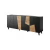 Komoda cama meble ETNA 200x42x82 cm, juoda matinė su ąžuolo raštu, medžio drožlių plokštė