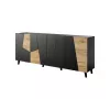 Komoda cama meble ETNA 200x42x82 cm, juoda matinė su ąžuolo raštu, medžio drožlių plokštė