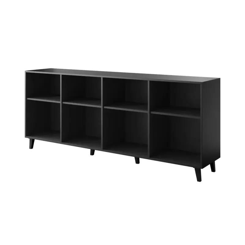Komoda cama meble ETNA 200x42x82 cm, juoda matinė su ąžuolo raštu, medžio drožlių plokštė