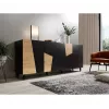 Komoda cama meble ETNA 200x42x82 cm, juoda matinė su ąžuolo raštu, medžio drožlių plokštė