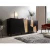Komoda cama meble ETNA 200x42x82 cm, juoda matinė su ąžuolo raštu, medžio drožlių plokštė
