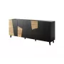 Komoda cama meble ETNA 200x42x82 cm, juoda matinė su ąžuolo raštu, medžio drožlių plokštė