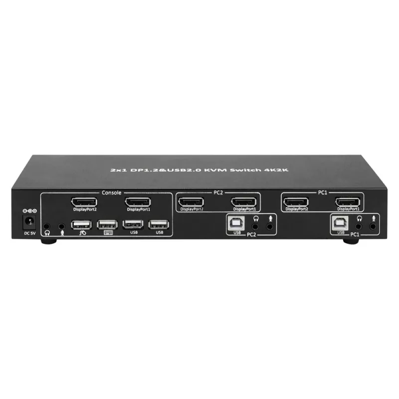 Techly IDATA DP-KVM2 KVM jungiklis juodas