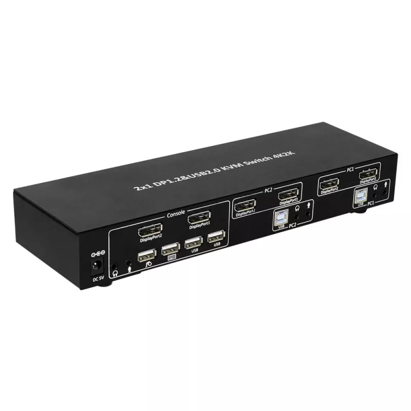 Techly IDATA DP-KVM2 KVM jungiklis juodas