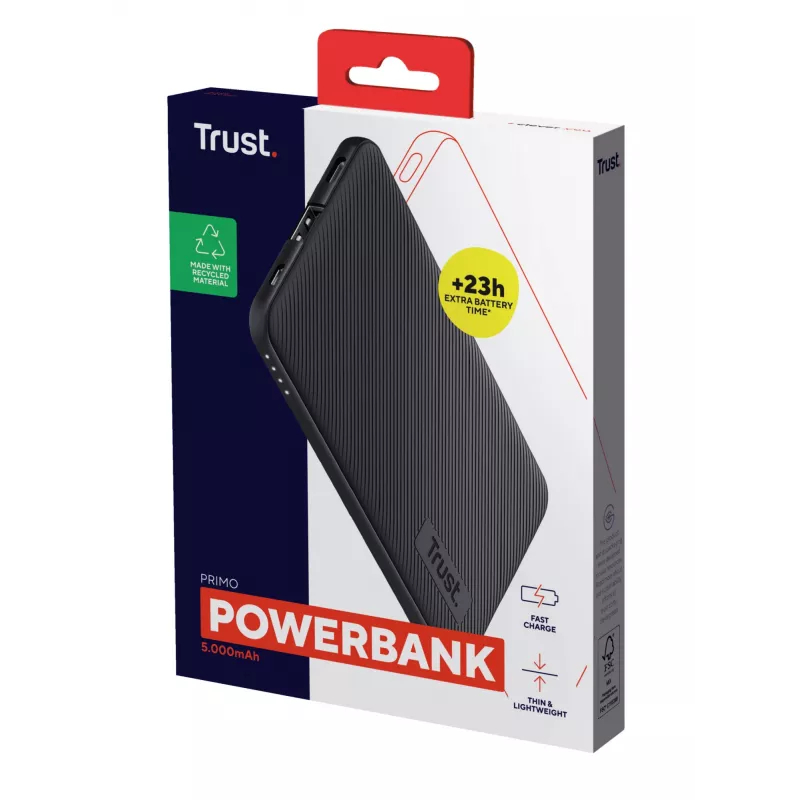 Trust Primo 5000 mAh juoda – itin plona nešiojama baterija