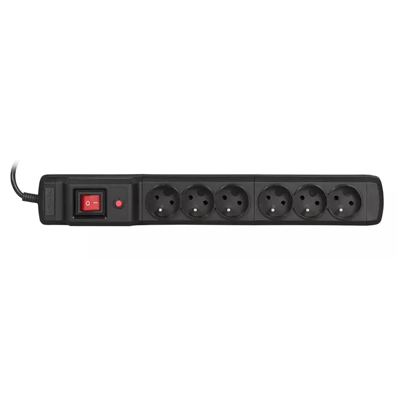 Maitinimo juosta ActiveJet COMBO 6GN 3M – 6 kištukinių lizdų, 3 m laidas, 10 A, 230 V, juoda