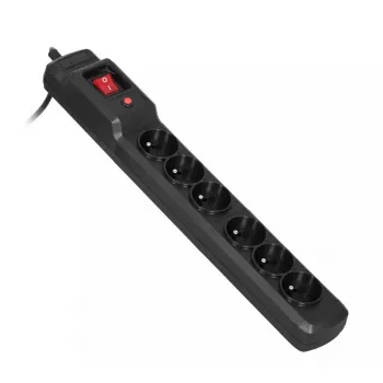 Maitinimo juosta ActiveJet COMBO 6GN 3M – 6 kištukinių lizdų, 3 m laidas, 10 A, 230 V, juoda