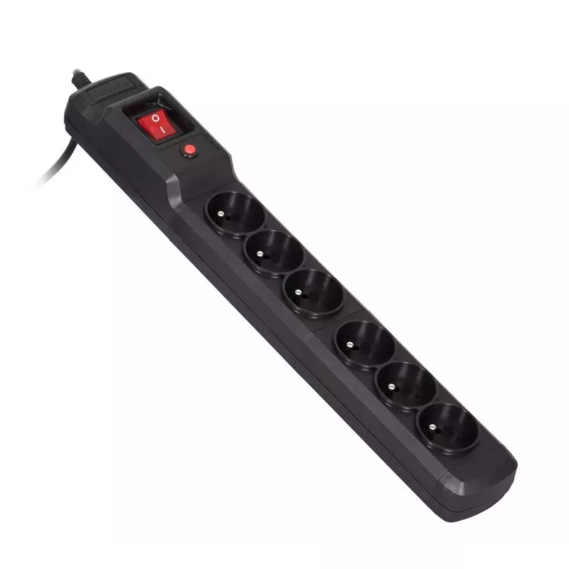 Maitinimo juosta ActiveJet COMBO 6GN 3M – 6 kištukinių lizdų, 3 m laidas, 10 A, 230 V, juoda