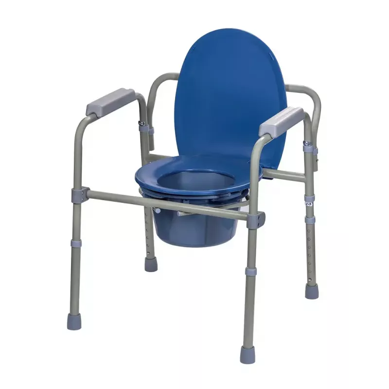 Sulankstomas tualetinis kėdė ActionMed KT100AM – polietileninis rėmas, reguliuojamas aukštis, 5 l puodas, 120 kg