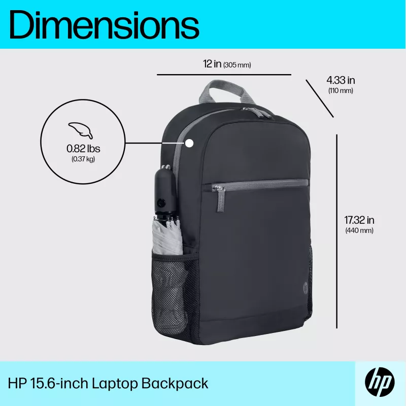 HP 15.6 colių kuprinė nešiojamam kompiuteriui, 370 g