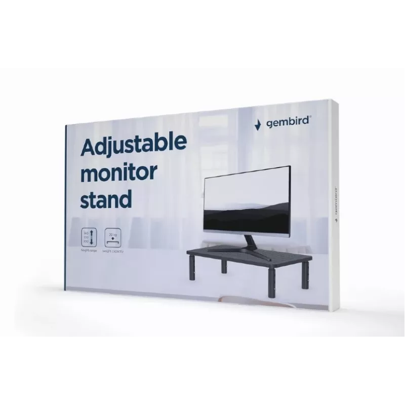 Stovimas monitoriaus stovas GEMBIRD MS-TABLE-01 – vienam ekranui, 20 kg, juodas, reguliuojamas aukštis 100–140 mm