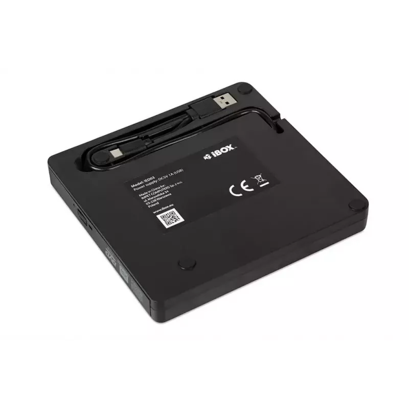 Išorinis optinis diskų įrenginys IBOX IED03 DVD±RW USB 3.1 Gen1 (USB-C) juodas, dėklas, 24x CD / 8x DVD