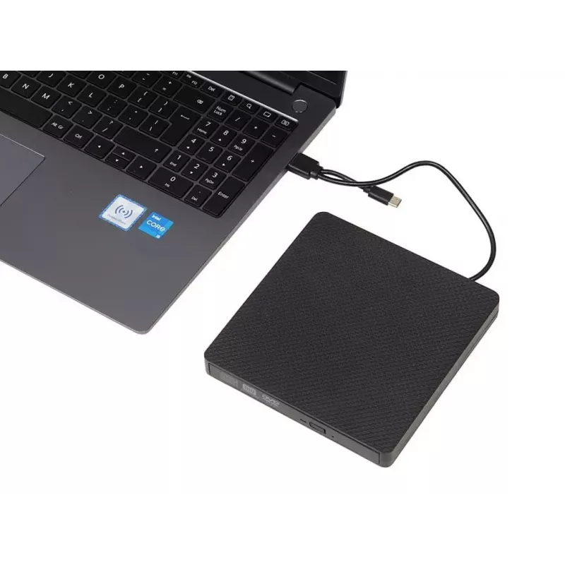 Išorinis optinis diskų įrenginys IBOX IED03 DVD±RW USB 3.1 Gen1 (USB-C) juodas, dėklas, 24x CD / 8x DVD