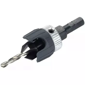 Gręžtuvinis įsukiklis Wolfcraft 2544000, šešiakampis kotas, įrankių plienas, spalvotiesiems metalams, 90° gilinimas, su šešiabriauniu raktu