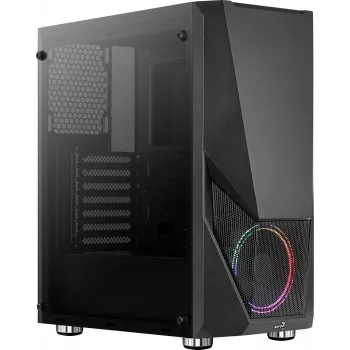 PC korpusas AEROCOOL Zauron Midi Tower juodas — Midi-Tower, šoninis langas, tinka ATX/microATX/Mini-ITX, maks. GPU 32,5 cm, CPU aušintuvo aukštis 166 mm, 2x 3,5 colio vietos, 4x 2,5 colio vietos