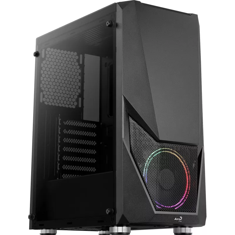 PC korpusas AEROCOOL Zauron Midi Tower juodas — Midi-Tower, šoninis langas, tinka ATX/microATX/Mini-ITX, maks. GPU 32,5 cm, CPU aušintuvo aukštis 166 mm, 2x 3,5 colio vietos, 4x 2,5 colio vietos