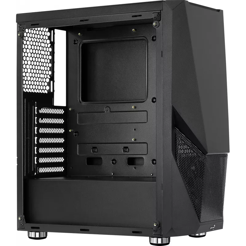 PC korpusas AEROCOOL Zauron Midi Tower juodas — Midi-Tower, šoninis langas, tinka ATX/microATX/Mini-ITX, maks. GPU 32,5 cm, CPU aušintuvo aukštis 166 mm, 2x 3,5 colio vietos, 4x 2,5 colio vietos