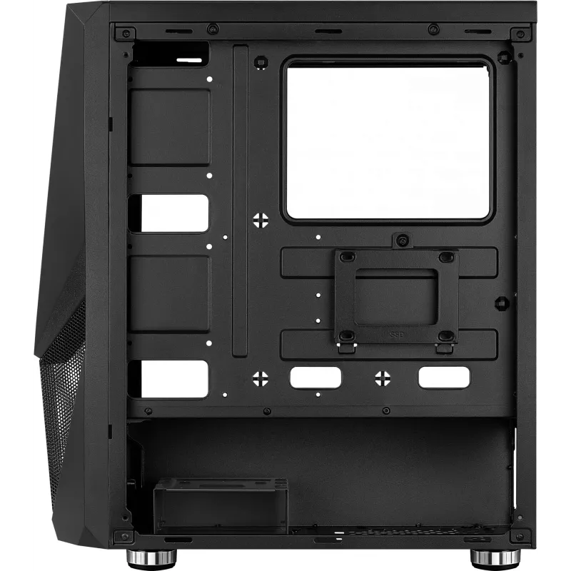 PC korpusas AEROCOOL Zauron Midi Tower juodas — Midi-Tower, šoninis langas, tinka ATX/microATX/Mini-ITX, maks. GPU 32,5 cm, CPU aušintuvo aukštis 166 mm, 2x 3,5 colio vietos, 4x 2,5 colio vietos