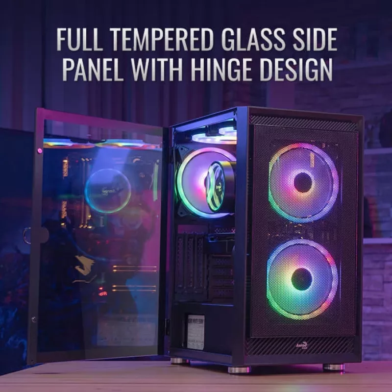 Aerocool PGS Graphite-G-BK-v2 FRGB Midi Tower korpusas kompiuteriui, ATX, juodas