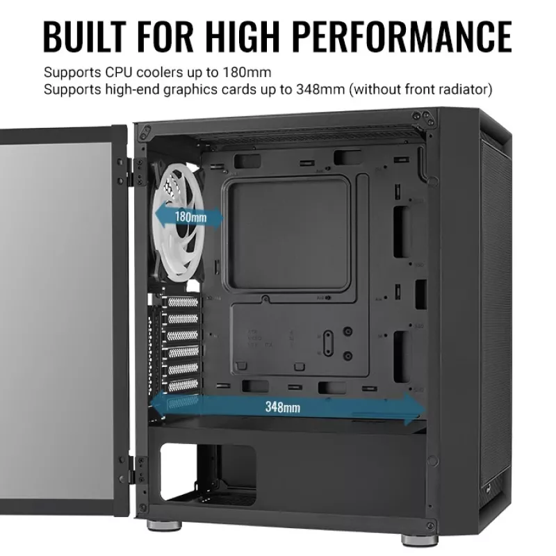Aerocool PGS Graphite-G-BK-v2 FRGB Midi Tower korpusas kompiuteriui, ATX, juodas